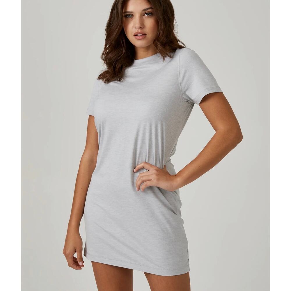 7 Diamonds Core Light Gray Minimalist Casual T-Shirt Dress XL